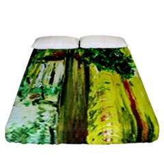 Old Tree And House With An Arch 8 Fitted Sheet (california King Size) by bestdesignintheworld