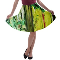 Old Tree And House With An Arch 8 A-line Skater Skirt by bestdesignintheworld