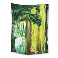 Old Tree And House With An Arch 8 Medium Tapestry by bestdesignintheworld