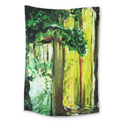 Old Tree And House With An Arch 8 Large Tapestry by bestdesignintheworld