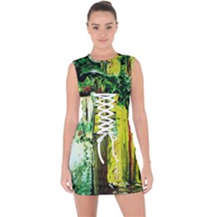 Old Tree And House With An Arch 8 Lace Up Front Bodycon Dress