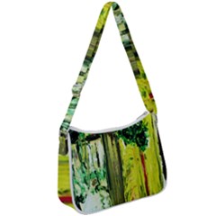 Old Tree And House With An Arch 8 Zip Up Shoulder Bag by bestdesignintheworld