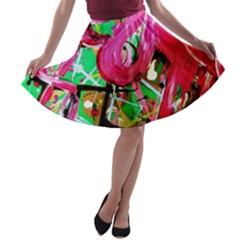 Flamingo   Child Of Dawn 9 A-line Skater Skirt by bestdesignintheworld