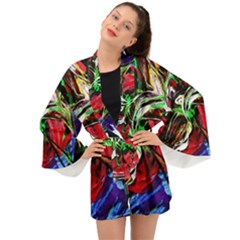 Lillies In The Terracotta Vase 3 Long Sleeve Kimono by bestdesignintheworld