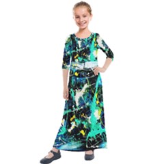 Brain Reflections 1 Kids  Quarter Sleeve Maxi Dress by bestdesignintheworld