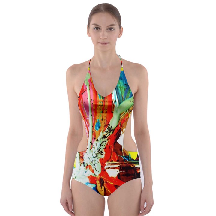 Red Aeroplane 2 Cut-Out One Piece Swimsuit