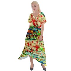 Width 2 Cross Front Sharkbite Hem Maxi Dress