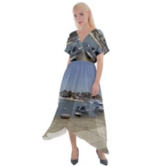 Balboa 1 3 Cross Front Sharkbite Hem Maxi Dress