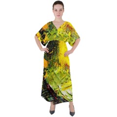 Yellow Chik 5 V-neck Boho Style Maxi Dress