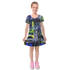 Between Two Moons 7 Kids  Short Sleeve Velvet Dress by bestdesignintheworld