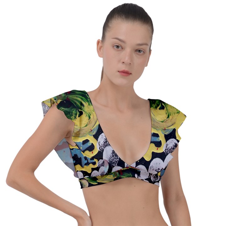 York 1 4 Plunge Frill Sleeve Bikini Top