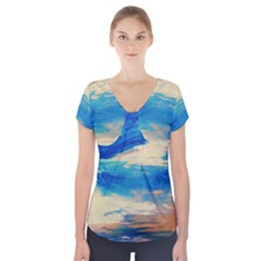 Skydiving 1 1 Short Sleeve Front Detail Top by bestdesignintheworld