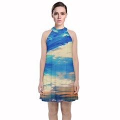 Skydiving 1 1 Velvet Halter Neckline Dress 