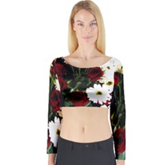 Roses 1 2 Long Sleeve Crop Top by bestdesignintheworld