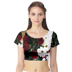 Roses 1 2 Short Sleeve Crop Top by bestdesignintheworld