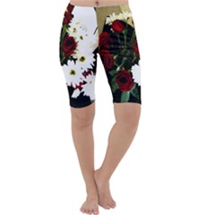 Roses 1 2 Cropped Leggings  by bestdesignintheworld