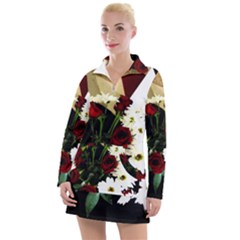 Roses 1 2 Women s Long Sleeve Casual Dress by bestdesignintheworld