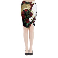 Roses 1 2 Midi Wrap Pencil Skirt by bestdesignintheworld