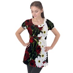 Roses 1 2 Puff Sleeve Tunic Top by bestdesignintheworld