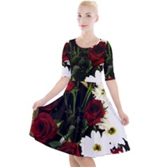 Roses 1 2 Quarter Sleeve A-line Dress by bestdesignintheworld