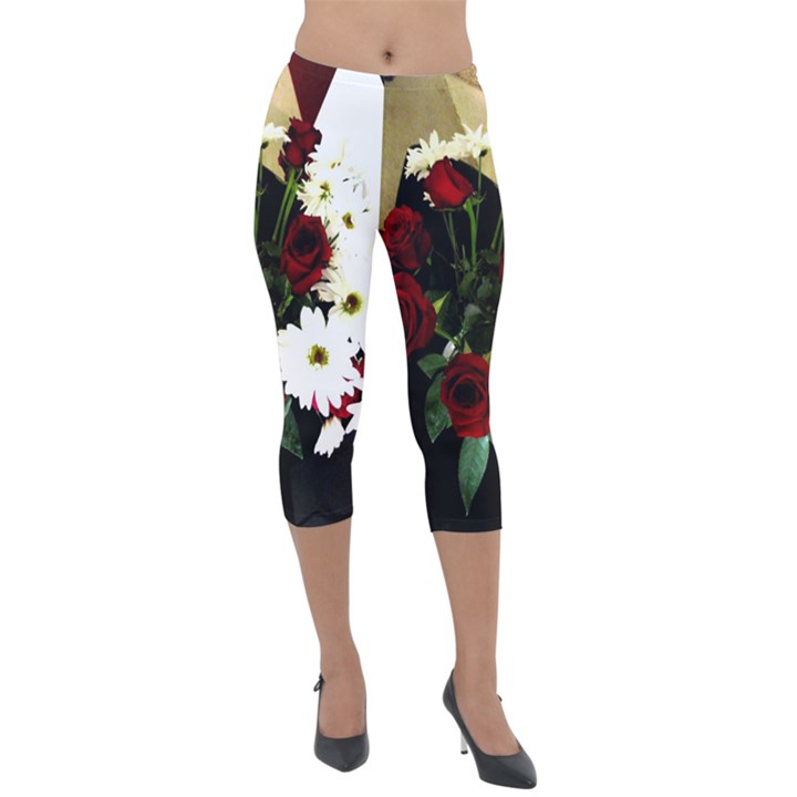 Roses 1 2 Lightweight Velour Capri Leggings 