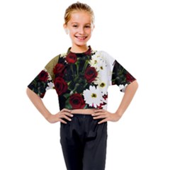 Roses 1 2 Kids Mock Neck Tee