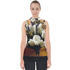 Tulips 1 3 Mock Neck Shell Top by bestdesignintheworld