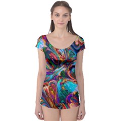 Seamless Abstract Colorful Tile Boyleg Leotard 