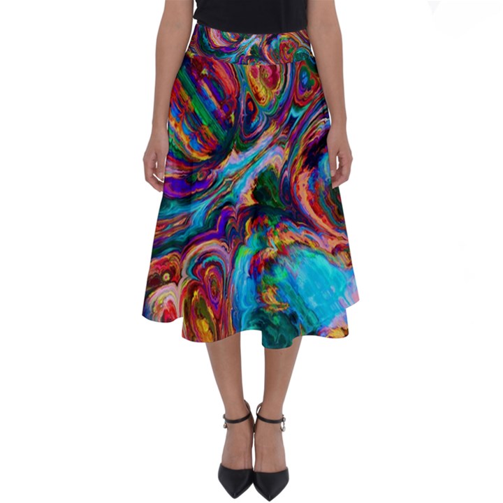 Seamless Abstract Colorful Tile Perfect Length Midi Skirt