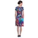 Seamless Abstract Colorful Tile Short Sleeve Front Wrap Dress View2