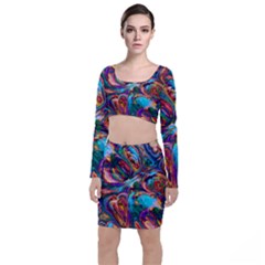 Seamless Abstract Colorful Tile Top And Skirt Sets