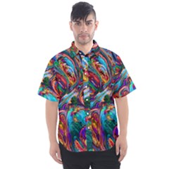 Seamless Abstract Colorful Tile Men s Short Sleeve Shirt