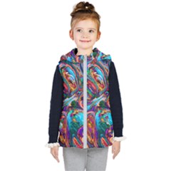 Seamless Abstract Colorful Tile Kids  Hooded Puffer Vest