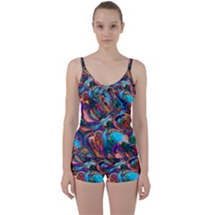 Seamless Abstract Colorful Tile Tie Front Two Piece Tankini