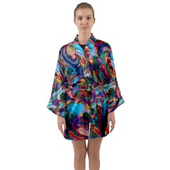 Seamless Abstract Colorful Tile Long Sleeve Satin Kimono