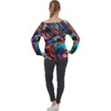 Seamless Abstract Colorful Tile Off Shoulder Long Sleeve Velour Top View2