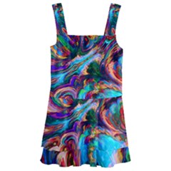 Seamless Abstract Colorful Tile Kids  Layered Skirt Swimsuit