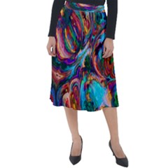 Seamless Abstract Colorful Tile Classic Velour Midi Skirt 