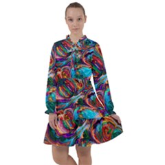 Seamless Abstract Colorful Tile All Frills Chiffon Dress