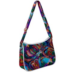 Seamless Abstract Colorful Tile Zip Up Shoulder Bag