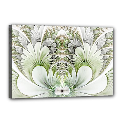 Fractal Delicate White Background Canvas 18  X 12  (stretched)