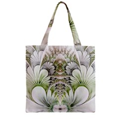 Fractal Delicate White Background Zipper Grocery Tote Bag by HermanTelo