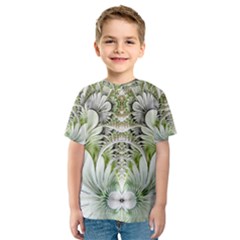 Fractal Delicate White Background Kids  Sport Mesh Tee