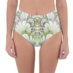 Fractal Delicate White Background Reversible High-waist Bikini Bottoms