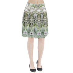 Fractal Delicate White Background Pleated Skirt