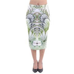 Fractal Delicate White Background Velvet Midi Pencil Skirt