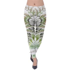 Fractal Delicate White Background Velvet Leggings by HermanTelo