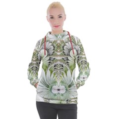 Fractal Delicate White Background Women s Hooded Pullover