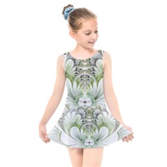 Fractal Delicate White Background Kids  Skater Dress Swimsuit