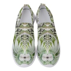 Fractal Delicate White Background Women s Slip On Sneakers by HermanTelo